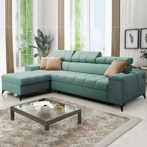 Rohová sedací souprava s funkcí spaní Levá rohová sedací souprava Bolmso mint se dvěma nádobami na lůžkoviny s praktickou zásuvkou v boční části nábytku