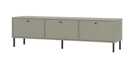 RTV skříň Kioto II 180 cm eukalyptus stylový design kovové černé nohy dveře otevírané směrem dolů pastelové barvy
