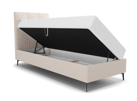 Kontinentální postel Irvine 90x200 béžová Stylová postel s úložným prostorem na lůžkoviny a vysokým čelem zaujme svým elegantním designem