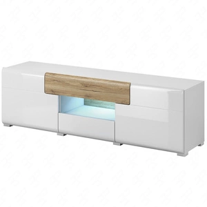 RTV skříňka Toledo 159 cm bílá / bílý lesk / san remo moderní TV skříňka ve skandinávském stylu