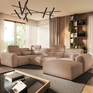 Rohová pohovka Cantare IV s funkcí spaní losos pravá strana Pečlivě zpracovaná rohová pohovka do obývacího pokoje poskytuje komfort a pohodlí