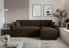 Rohová sedací souprava s funkcí spaní Brandon Bis hnědá pravá strana měkká tkanina s charakteristickou smyčkovou povrchovou nádobou na lůžkoviny