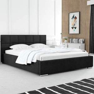 Čalouněná postel Costa 140x200 černá stylová postel s úložným prostorem na lůžkoviny pohodlný podhlavník zaujme elegantním designem