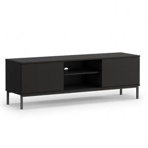 RTV skříň Tutti 150 cm černá elegantní design skříně kovová pevná základna dveře se otevírají systémem push to open