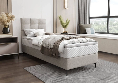 Kontinentální postel Irvine 90x200 šedý jasan Stylová postel s úložným prostorem na lůžkoviny a vysokým čelem zaujme svým elegantním designem
