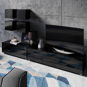 Nástěnná skříňka Apulia XVIII černý lesk Mimořádně stylová nástěnná skříňka Jednoduché kusy nábytku, které se hodí do každého interiéru