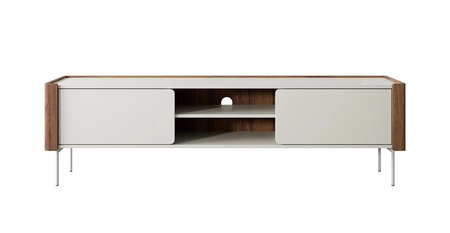 RTV skříňka Tantuni 180 cm warmia ořech / béžová stylová TV skříňka v módním stylu se zaoblenými předními hranami