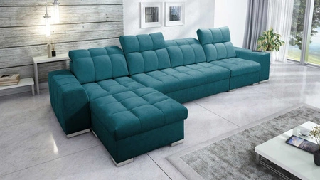 Pohovka na spaní Luigi XII tyrkysová levá stylová rohová pohovka do obývacího pokoje v minimalistickém a elegantním provedení