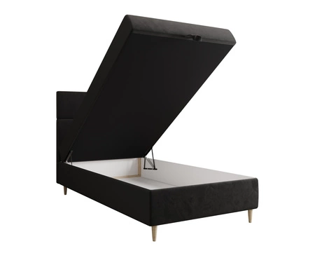 Kontinentální postel Bing 90x200 grafit v moderním skandinávském stylu s čalouněným čelem postele s úložným boxem