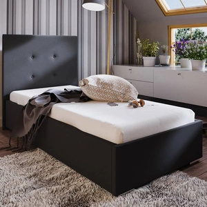 Čalouněná postel Bejar 90x200 černá s moderním čelem ideální do pokoje pro mladé nebo malé ložnice