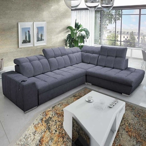 Luigi VII rohová pohovka s funkcí spaní grafitová pravý roh pohodlná rozkládací pohovka zachovaná v moderní podobě