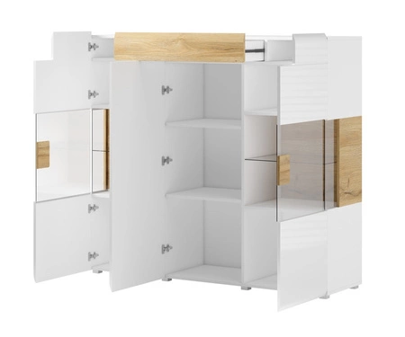 Zásuvková komoda Toledo 147 cm antracit / lesk antracit / dub vnuk moderní designový nábytek stylová barevná kombinace