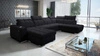 Luigi VI rohová pohovka s funkcí spaní černá levá strana stylová rohová pohovka s kontejnery na lůžkoviny potažená měkkou látkou