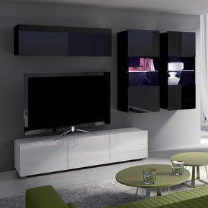 Nástěnná skříňka Apulia VI v bílém lesku / černém lesku výjimečně stylová nástěnná skříňka s jednoduchými jednotkami, která se hodí do každého interiéru