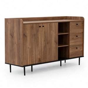 Komoda Apallo 150 cm dub brandy castello originální design vysoké okraje horní desky masiv na kovových nohách