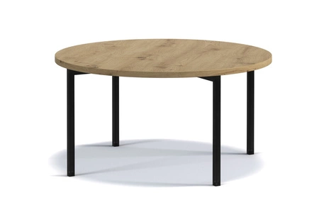 Kulatý konferenční stolek 80 cm Sampi dub řemeslný nadčasový a lehký design pevná kovová podnož ideální stolek pro každé prostředí