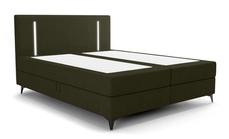 Kontinentální postel Norco 160x200 zelená stylová postel s úložným boxem osvětlení v čele postele dodává jedinečný nádech