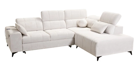 Penejos VII rohová sedací souprava s funkcí spaní šedá jasanová pravá rohová sedací souprava stylová s úložným prostorem na lůžkoviny pohodlné polohovatelné opěrky hlavy