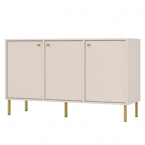 Komoda Kioto II 125 cm béžová minimalistická forma ideální do ložnice, obývacího pokoje nebo pokoje pro mládež zlaté úchyty