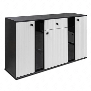 Komoda se zásuvkou Senja 140 cm matera / bílá elegantní design dekorativní rýhované čelo s kovovou rukojetí