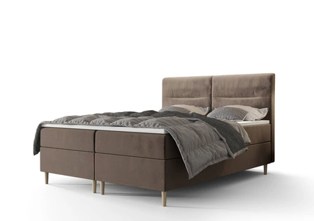 Světle hnědá kontinentální postel Voltera 160x200 v moderním skandinávském stylu s výrazným čelem