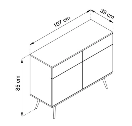 Komoda se zásuvkami Luxury 107 cm černá moderní design komoda do obývacího pokoje korpus doplněný zlatým lemováním vysoké kovové nohy
