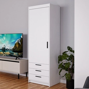 Šatní skříň Rene 60 cm bílá moderní design a hrany ABS ideální skříň do ložnice prostorné zásuvky