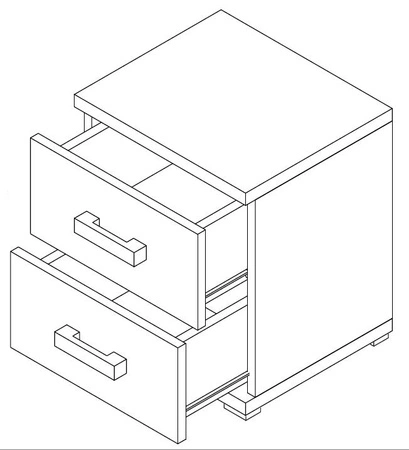 Noční stolek se zásuvkami Maximus dub catania funkční kus nábytku do ložnice nebo do pokoje teenagera hrana zakončená speciální dýhou
