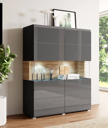 Obývací sestava Toledo antracit / dub vnuk ideální do obývacího pokoje nebo obývací stěny s komodou a konferenčním stolkem