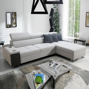 Rohová rozkládací pohovka Dafni šedá šedý samet pravá strana pohodlí a funkčnost při každodenním odpočinku