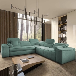 Rohová sedací souprava s funkcí spaní Viano III patina pravá strana Stylová rohová sedací souprava s kontejnery na lůžkoviny ideální do moderních interiérů