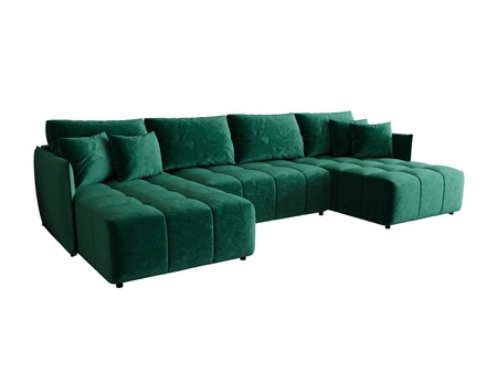 Rozkládací pohovka Oroso U láhev zelený kontejner na lůžkoviny sametová tkanina s hydrofobním povlakem dekorativní prošívání