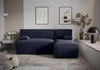 Rohová sedací souprava s funkcí spaní Brandon námořnicky modrá pravý roh měkká tkanina s charakteristickou smyčkovou povrchovou nádobou na lůžkoviny