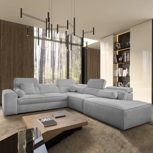 Rohová sedací souprava s funkcí spaní Viano IX světle šedá pravá stylová rohová sedací souprava s kontejnery na lůžkoviny ideální kus nábytku do velkého obývacího pokoje