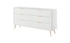 Zásuvková komoda Lante 163 cm bílá elegantní design komoda oválného tvaru na vysokých nohách vkusné rýhované čelo