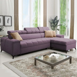 Rohová sedací souprava s funkcí spaní Bolmso fialová pravá rohová sedací souprava se dvěma nádobami na lůžkoviny praktická zásuvka v boční části nábytku