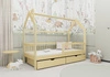 Dřevěná postel Pumba 90x180 cm borovice dětská postel z masivního borovicového dřeva dětský domeček postel s prostornými zásuvkami