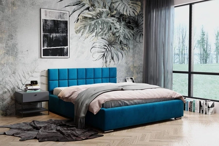 Čalouněná postel Nessa 140x200 modrá stylová postel s úložným prostorem na lůžkoviny pohodlné čelo potěší svým elegantním designem
