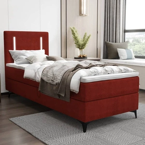 Kontinentální postel Norco 90x200 vínová Stylová postel s úložným boxem Osvětlení v čele postele dodává jedinečný nádech