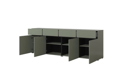 Komoda Cross 225 cm zelená jednoduchý tvar v moderním designu ideální komoda do obývacího pokoje nebo ložnice geometrický tvar