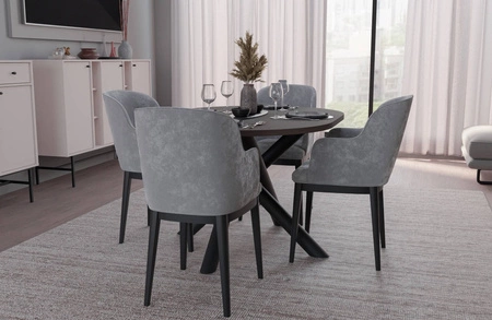 Lyon stůl 100x138 cm wisconsin ořech / černá stylový jídelní stůl na designových pavoučích nohách výškově nastavitelný