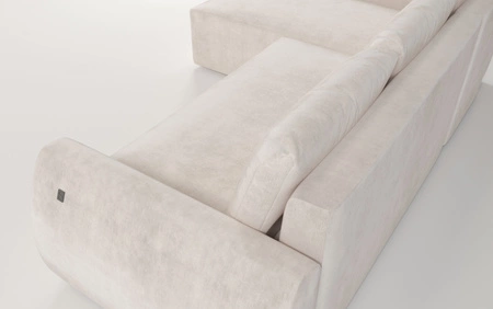 Rohová sedací souprava s funkcí spaní Colio graphite levá strana stylová rohová sedací souprava se zajímavým tvarem velurová látka dekorativní polštář koule