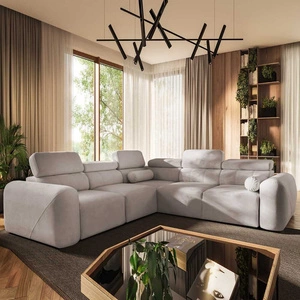 Cantare III rohová pohovka s funkcí spaní slonová kost levá pohodlná a stylová rohová pohovka do obývacího pokoje dvě nádoby na lůžkoviny