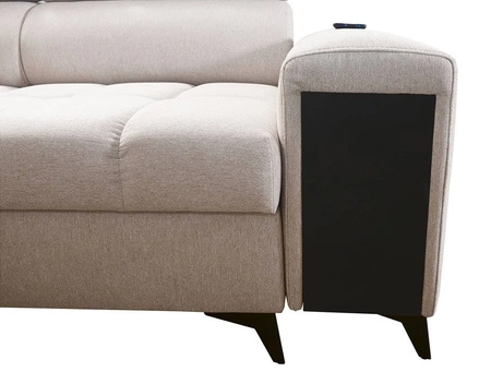 Rohová rozkládací pohovka s funkcí spaní Bolmso XI fialová levá strana stylový design rohová rozkládací pohovka se zásuvkou a koši na lůžkoviny