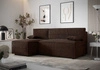 Rohová sedací souprava s funkcí spaní Brandon hnědá levá strana měkká tkanina s charakteristickou smyčkovou povrchovou nádobou na lůžkoviny