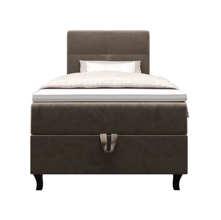 Kontinentální postel Melba 100x200 světle hnědá v moderním skandinávském stylu s čalouněným čelem postele s úložným boxem