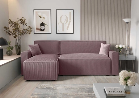 Rohová sedací souprava s funkcí spaní Brandon Bis heather left trojrozměrná tkanina s výrazným pruhovaným kontejnerem na lůžkoviny