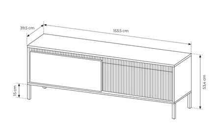 RTV skříň Sesti 154 cm béžová elegantní forma nábytku v moderním stylu systém push to open stabilní kovová základna