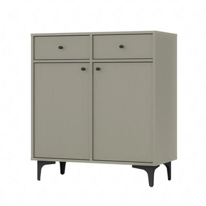 Komoda Kioto I 84 cm eukalyptus ideální komoda do obývacího pokoje nebo ložnice v moderním stylu černé kovové doplňky