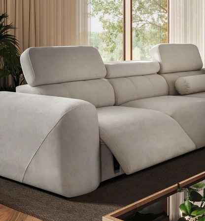 Rohová sedačka s funkcí spaní Cantare III Lux cihlově červená levá stylová a pohodlná rohová sedačka do obývacího pokoje se zvedací opěrkou nohou